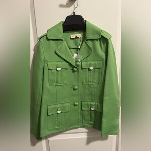 Tory Burch Twill SGT Pepper Jacket.  Bright Clover.  Size 4. NWT.